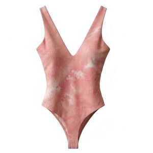 Lulu's Pink and White Tie-Dye Bodysuit